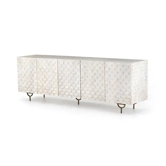 Rio Media Console-Round Cut White Wash by FOUR HANDS