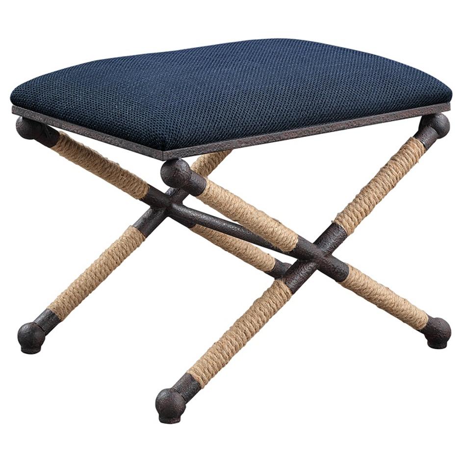 Firth Small Navy Fabric Bench by Uttermost