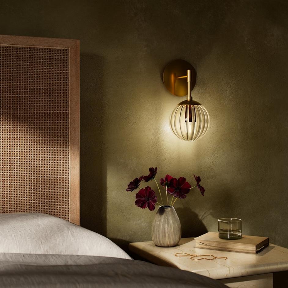 Sunset Sconce In Burnished Brass And Clear Ribbon Glass by Four Hands