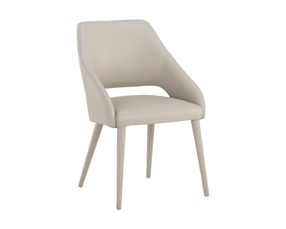 GALEN DINING ARMCHAIR - LINEA LIGHT GREY LEATHER by Sunpan