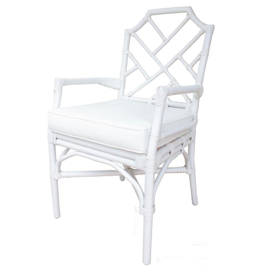 Kara Rattan Arm Chair In White by New Pacific Direct