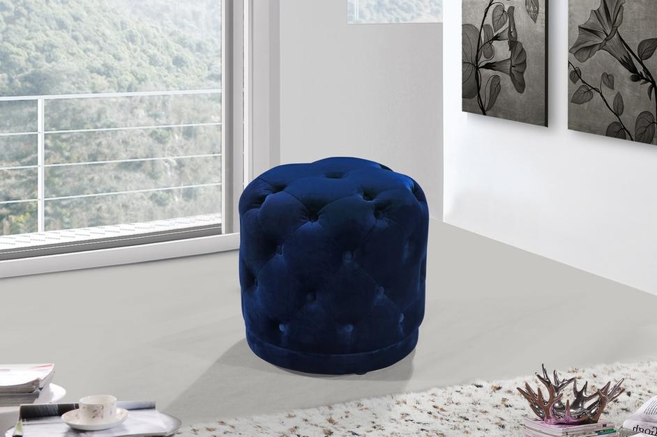 Joshua Ottoman/Stool In Navy Velvet by Meridian Furniture