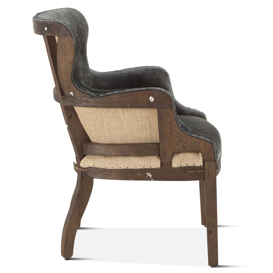 Elizabeth Gray Velvet Armchair with Exposed Frame and Solid Wood Legs by Home Trends & Design
