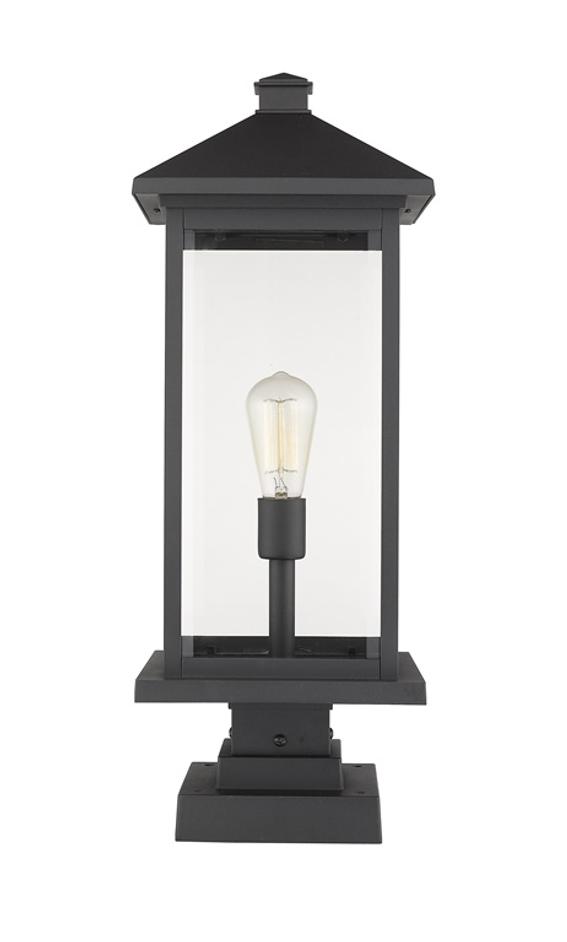 Portland 1 Light Outdoor Pier Mounted Fixture in Black Finish by Z-Lite