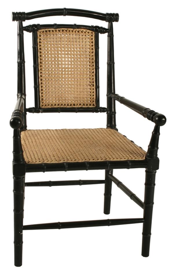 Colonial Bamboo Mahogany Armchair in Hand-Rubbed Black by Noir Furniture
