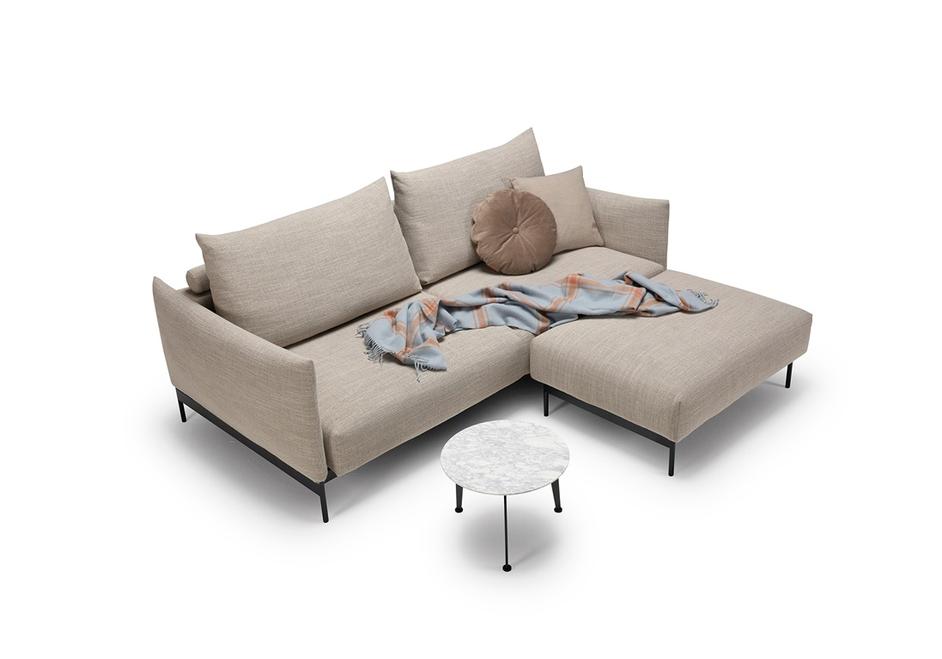 MALLOY SOFABED in KENYA GRAVEL FABRIC WITH Black Metal LEGS 579 by INNOVATION USA