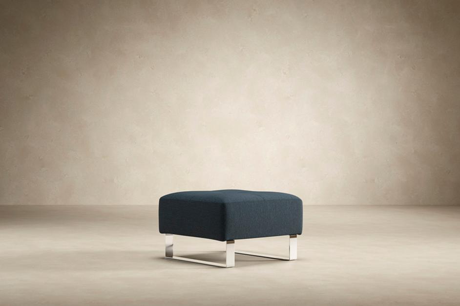 DELUXE EXCESS OTTOMAN in MIXED DANCE BLUE FABRIC WITH Chrome legs 528 by INNOVATION USA