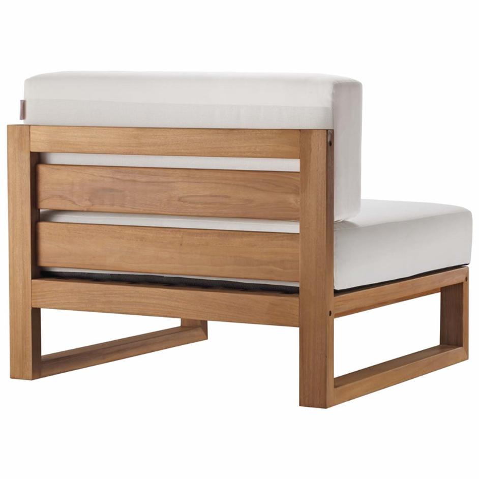 Sunbury Outdoor Patio Teak Wood Armless Chair In Natural White by Modway Furniture