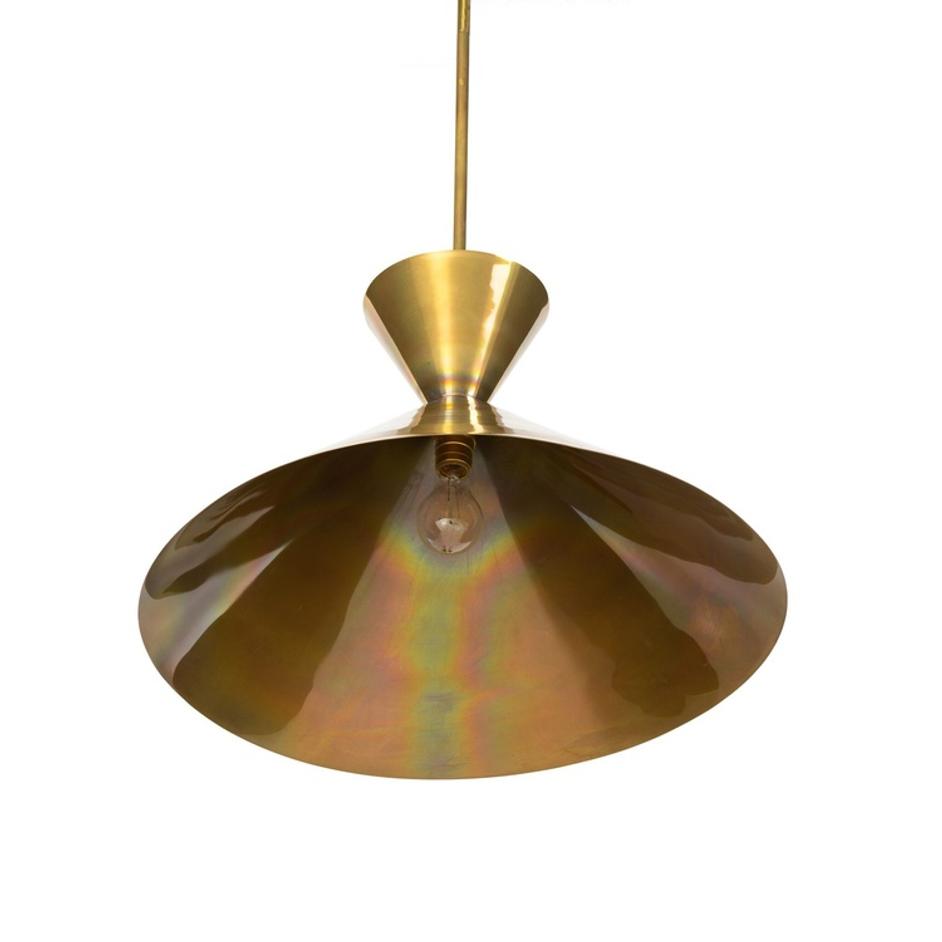 Clement Large Pendant In Burnt Brass And Black Cord by Four Hands