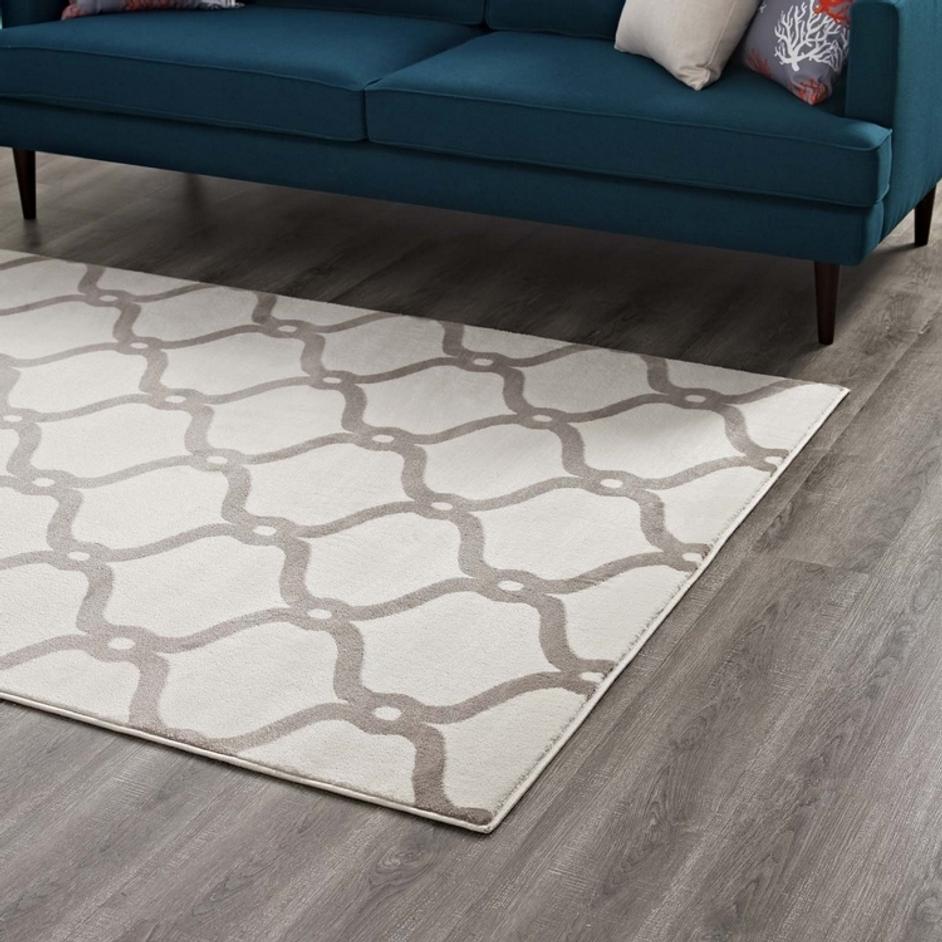 Barrett Chain Link Transitional Trellis 8X10 Area Rug In Beige And Ivory by Modway Furniture