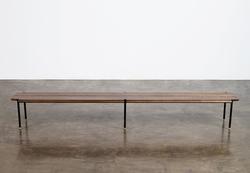 STACKING BENCH IN SMOKED WOOD SEAT AND MATTE BLACK LEGS 118" by District Eight