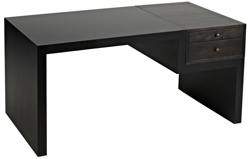 Alvaro Ebony Walnut Desk in Matte Black Steel by Noir Furniture