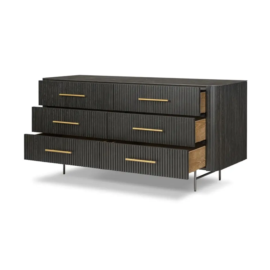 Fletcher 6 Drawer Dresser - Distressed Black by Four Hands