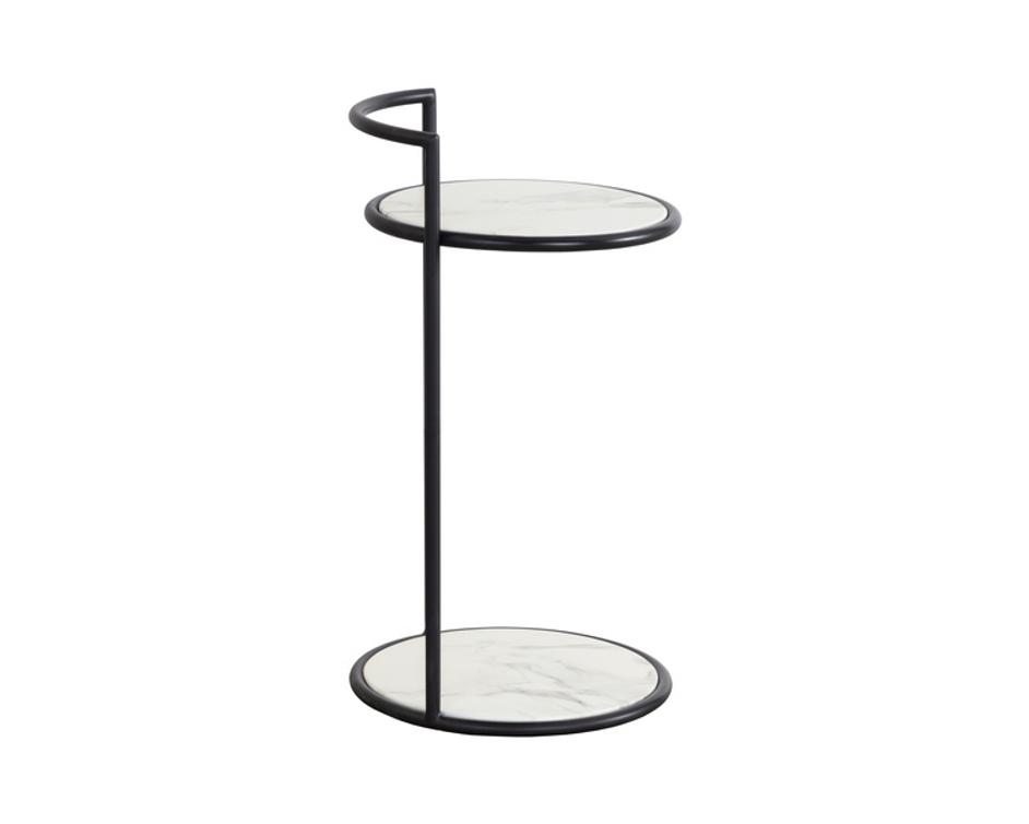 PARGA END TABLE - BLACK - MARBLE LOOK by Sunpan