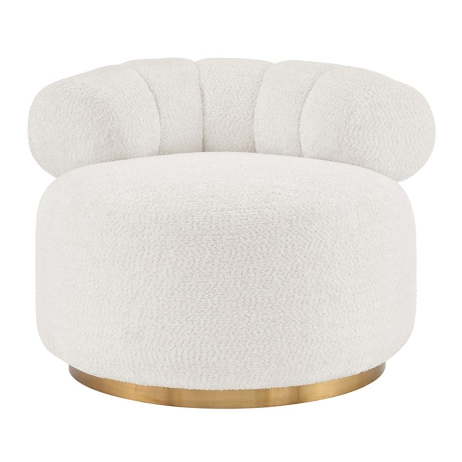 Marcy Fabric w/ Gold Base Swivel Accent Chair, Belmont Ivory by New Pacific Direct