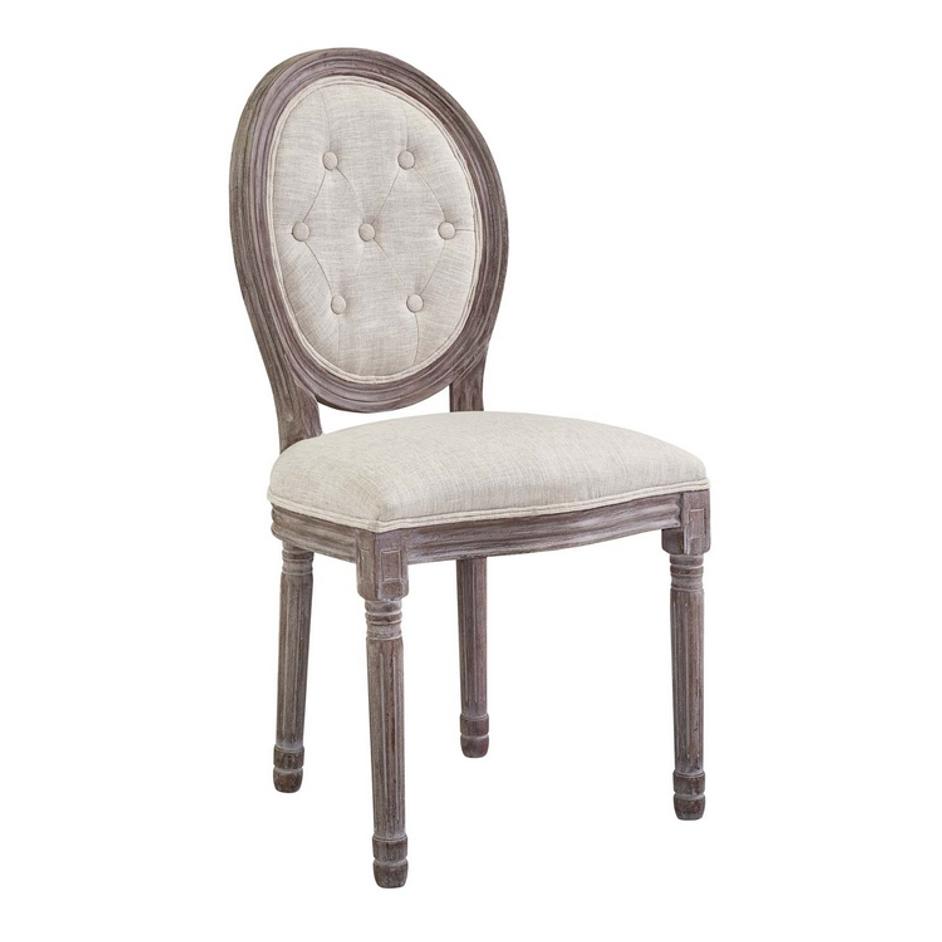 Seneca Vintage French Upholstered Fabric Dining Side Chair Set Of 2 In Beige by Modway Furniture