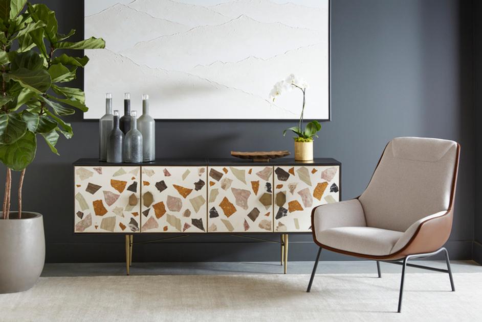 LUCIER LOUNGE CHAIR - BELFAST OATMEAL / BRAVO COGNAC by Sunpan