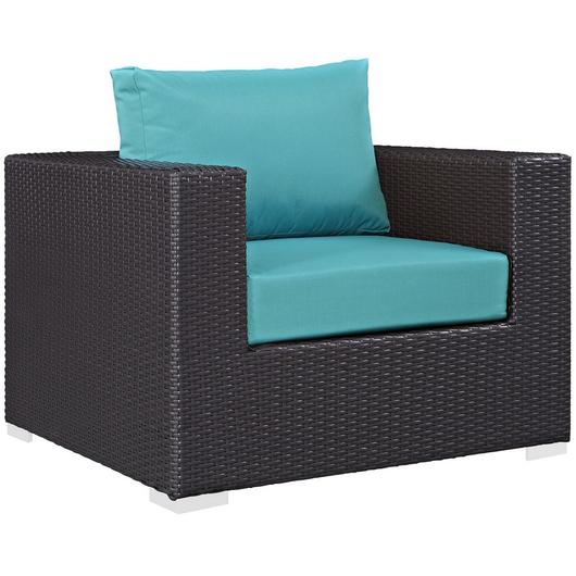 Minerva Outdoor Patio Armchair In Espresso Turquoise by Modway Furniture