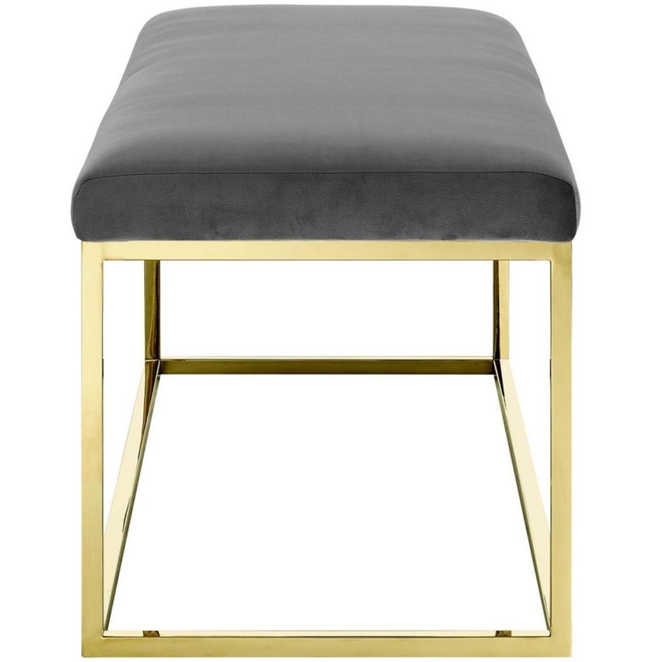 Russell Fabric Bench In Gold Gray by Modway Furniture