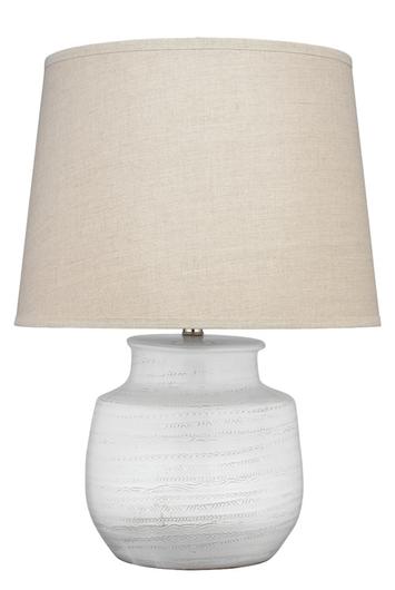 Trace Ceramic Table Lamp with Linen Shade by Jamie Young