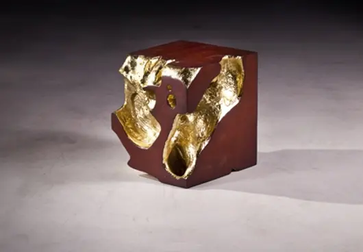 Freeform Stool #1 Resin Gold/Wood by PHILLIPS COLLECTION