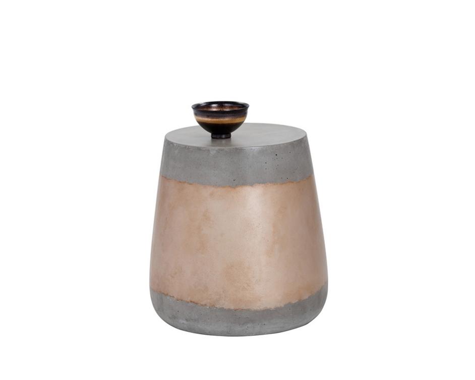 ARIES SIDE TABLE - CONCRETE - GOLD by Sunpan
