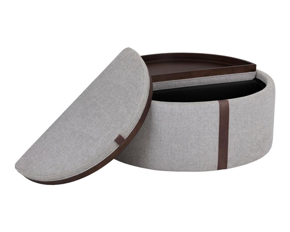 BORELLI WHEELED STORAGE OTTOMAN - BELFAST HEATHER GREY / AUTUMN CHESTNUT by Sunpan