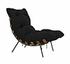 Hanzo Teak Chair with Industrial Steel Legs and Black Cotton Cushion, Satin Finish by Noir Furniture