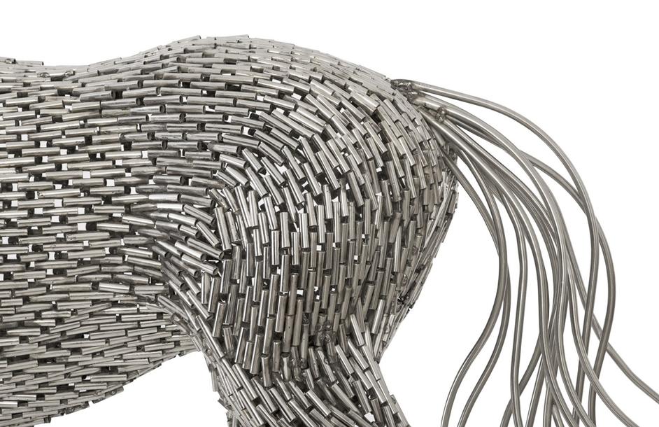 Horse Pipe Sculpture, Walking, Stainless Steel by PHILLIPS COLLECTION