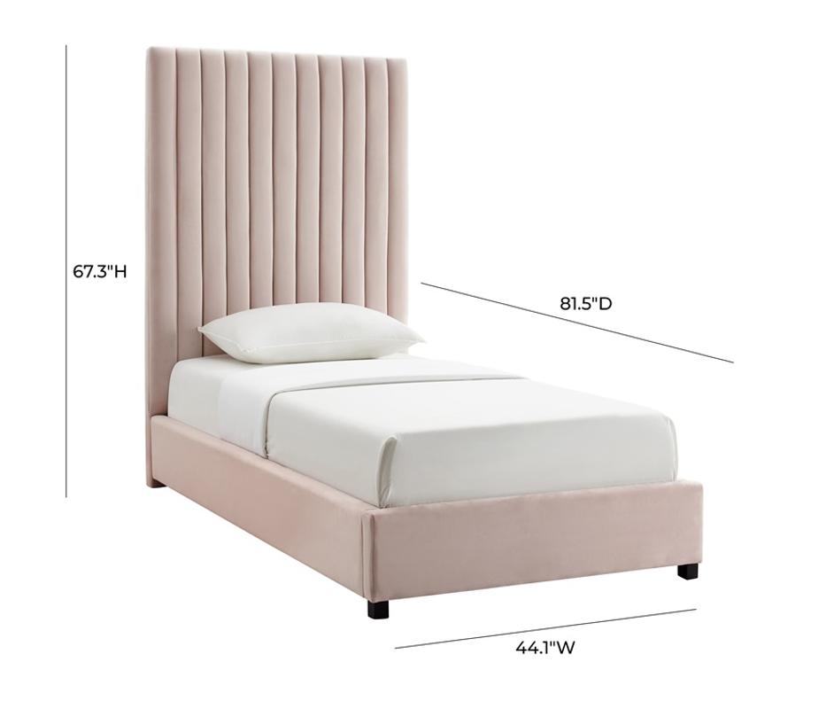 Arabelle Blush Velvet Bed in Twin by tov furniture