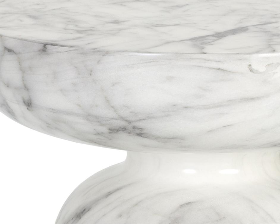 Lucida End Table - Marble Look - White by Sunpan