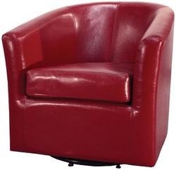 Hayden SWIVEL Bonded Leather Arm Chair In Red by New Pacific Direct