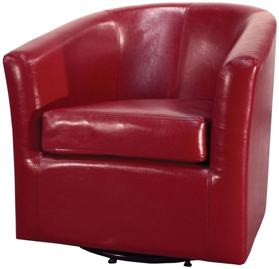 Hayden SWIVEL Bonded Leather Arm Chair In Red by New Pacific Direct