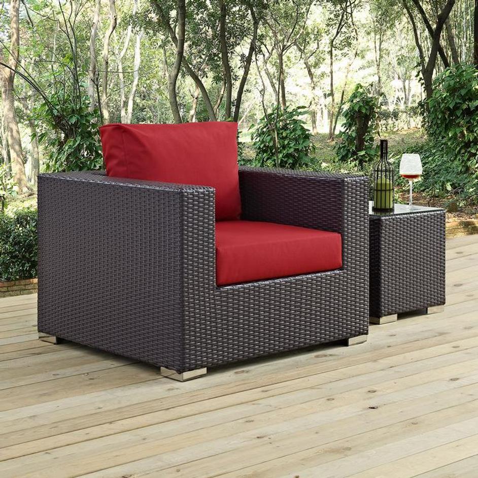 Minerva Outdoor Patio Armchair In Espresso Red by Modway Furniture