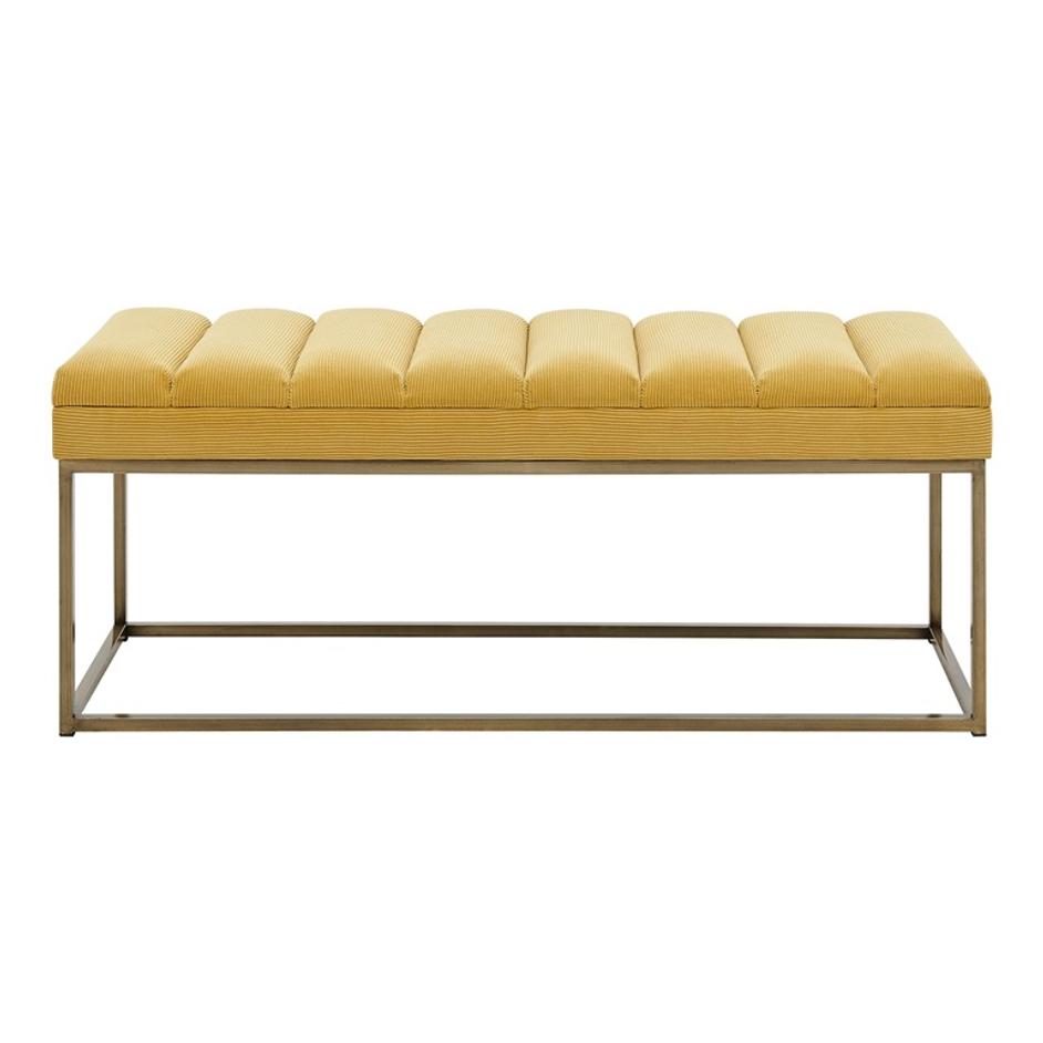Darius Fabric Bench In Montello Yellow by New Pacific Direct