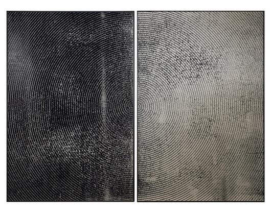 Opposites Attract (set Of 2) - 40" X 60" - Charcoal Floater Frame by Sunpan