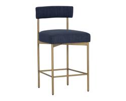 Seneca Counter Stool - Antique Brass - Arena Navy by Sunpan
