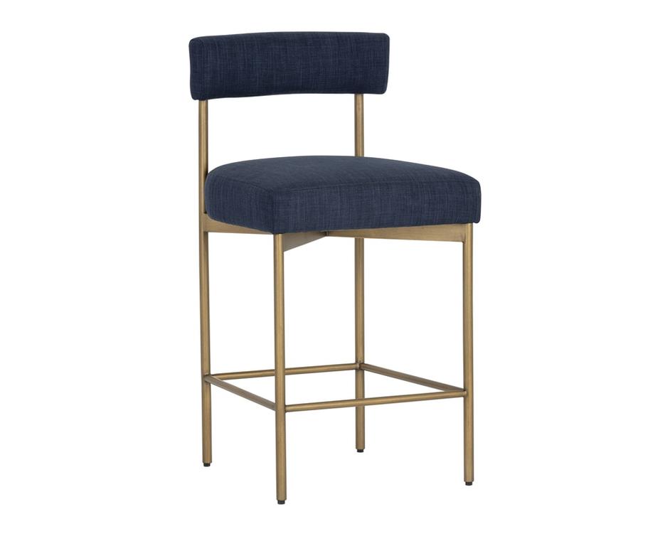 Seneca Counter Stool - Antique Brass - Arena Navy by Sunpan