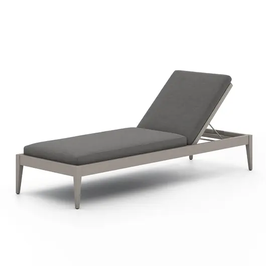 Sherwood Outdoor Chaise Lounge In Grey/Charcoal by FOUR HANDS