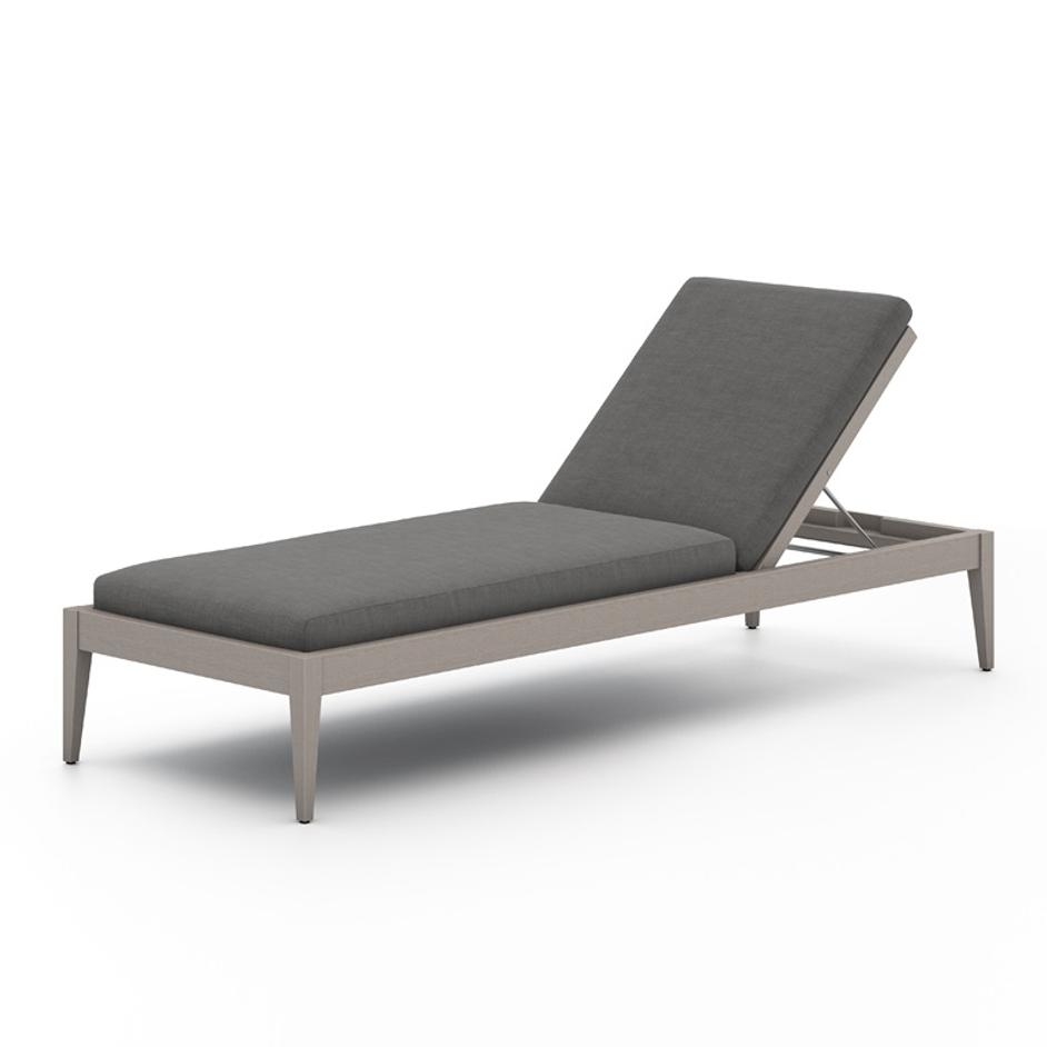 Sherwood Outdoor Chaise Lounge In Grey/Charcoal by FOUR HANDS