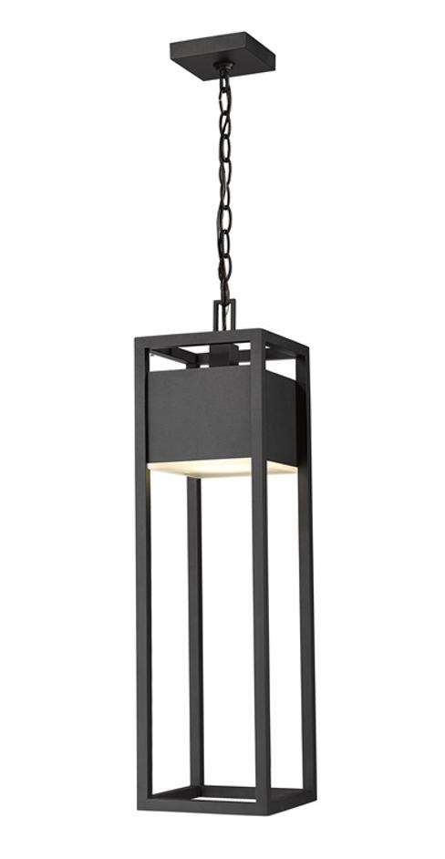 Barwick 1 Light Outdoor Chain Mount Ceiling Fixture in Black Finish by Z-Lite