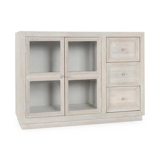 Isha Mango Wood 3 Dwr 2 Dr Cabinet White Washed by Classic Home