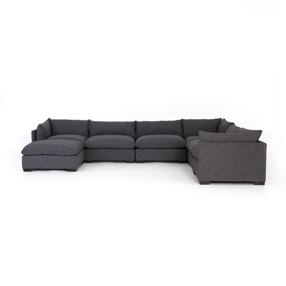 WESTWOOD 6-PIECE SECTIONAL W/ OTTOMAN- BENNETT CHARCOAL by FOUR HANDS