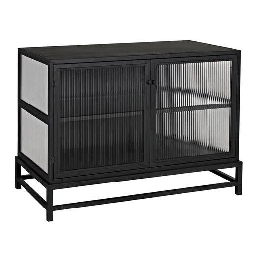Chandler Industrial Steel and Glass 4-Door Sideboard in Matte Black by Noir Furniture