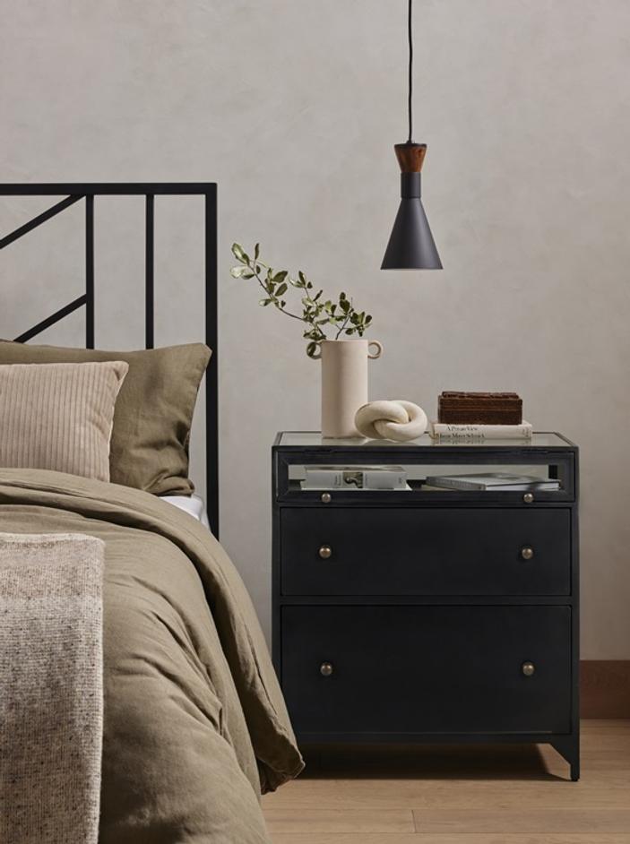 Shadow Box Nightstand In Black by FOUR HANDS