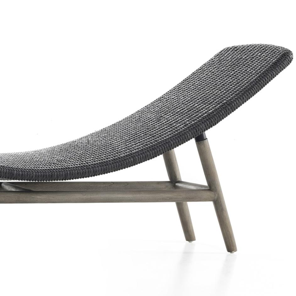 Portia Outdoor Chaise Lounge In Coal by FOUR HANDS