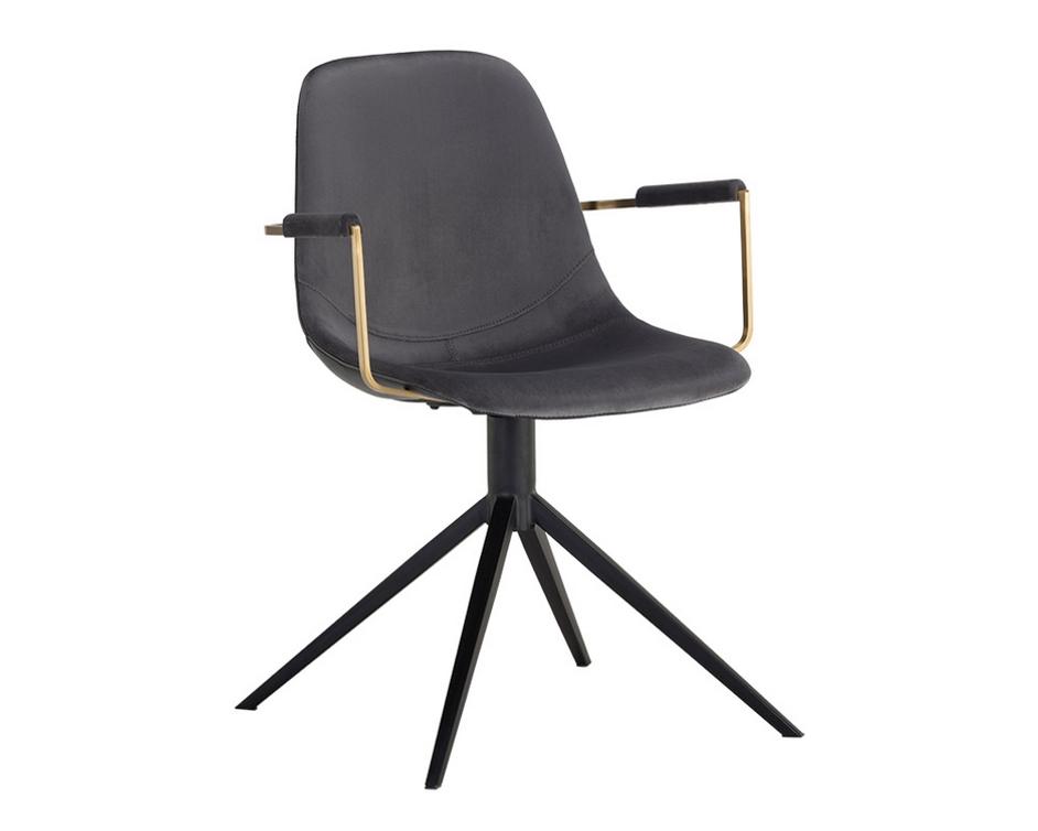 Cassius Swivel Dining Armchair - Slate Tint / Nightfall Black by Sunpan