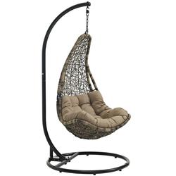 Subdue Outdoor Patio Swing Chair With Stand In Black Mocha by Modway Furniture