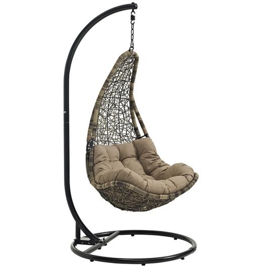 Subdue Outdoor Patio Swing Chair With Stand In Black Mocha by Modway Furniture