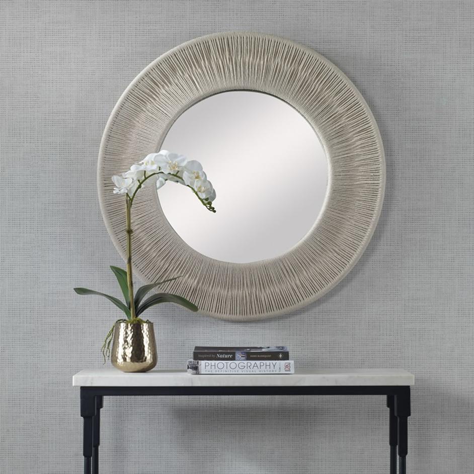 Sailor's Knot White Small Round Mirror by Uttermost